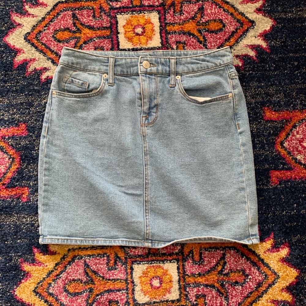 Light Wash Jean Mini Skirt